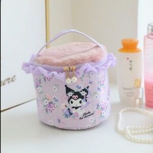 Sanrio Kuromi Round Floral Lavender Vanity Pouch Bag